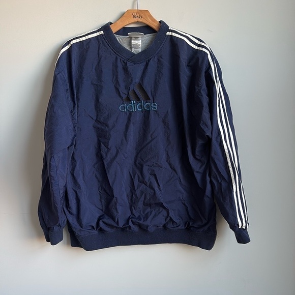 Vintage Adidas Pullover Nylon Windbreaker Jacket Lined XL - Picture 1 of 4